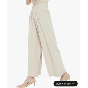 Tronjori  High Waist Casual Wide Leg Long Palazzo Pants Trousers Regular Size L